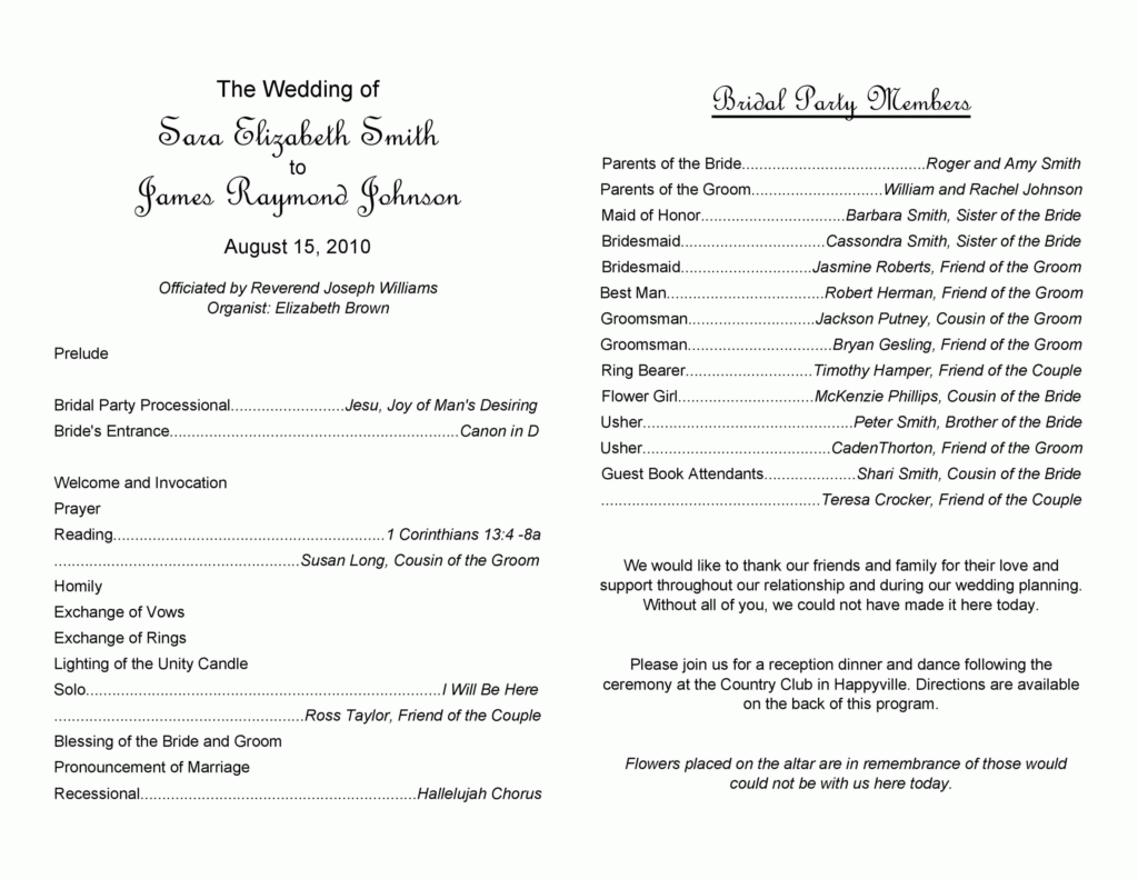 37 Printable Wedding Program Examples Templates TemplateLab