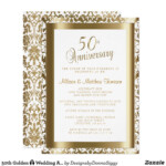 50th Golden Wedding Anniversary 2 DIY Text Invitation Zazzle