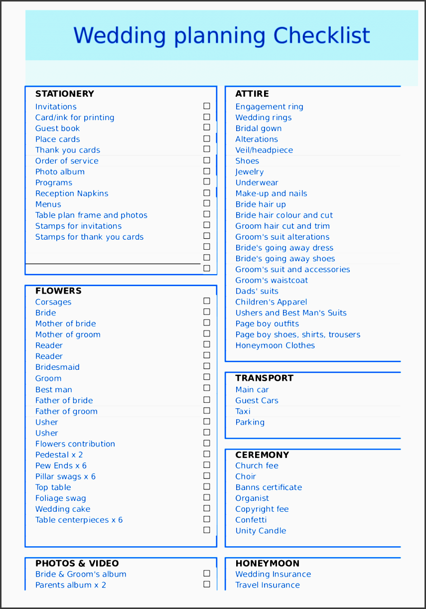 9 Planning A Wedding Checklist Printable SampleTemplatess