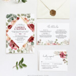 Boho Wedding Invitation Template Printable Editable Invite RSVP And