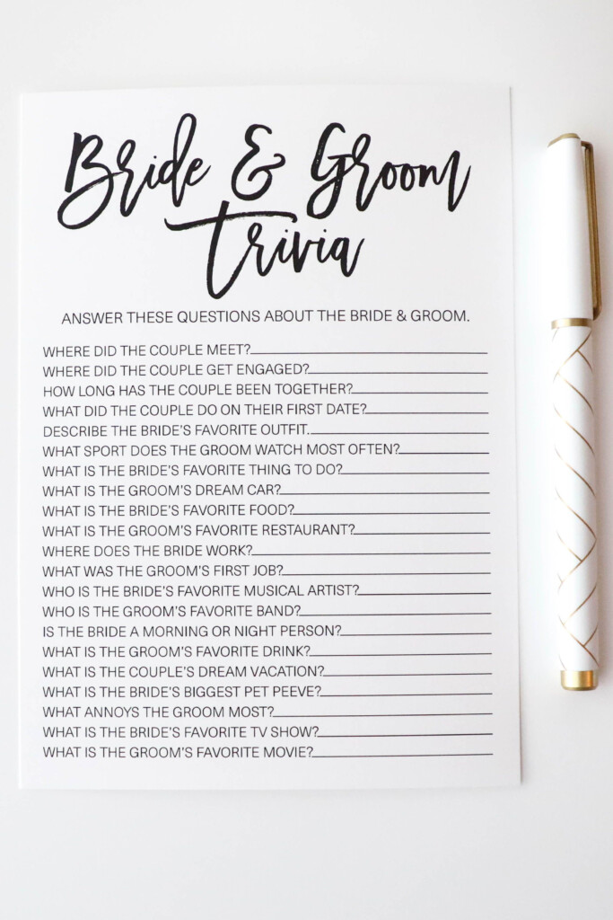 Bride And Groom Trivia Bridal Shower Game Bridal Shower Etsy 