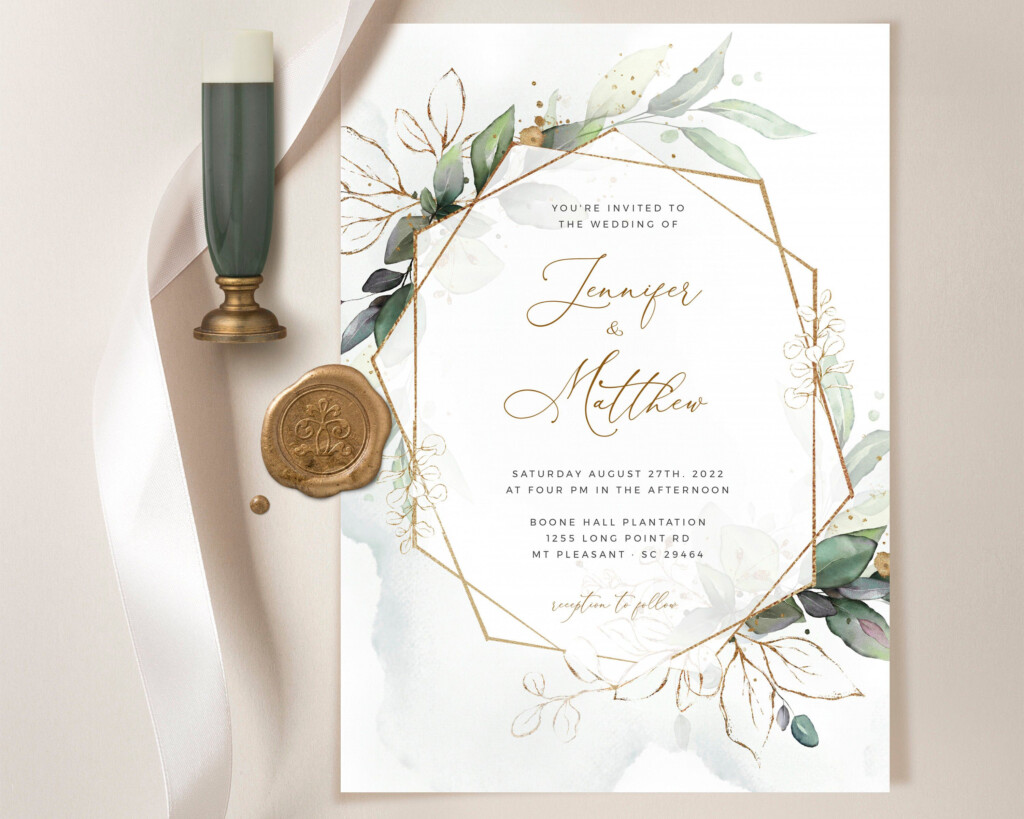 CLEO Geometric Wedding Invitation Template Boho Wedding Etsy 