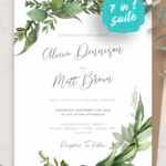 Download Printable Green Floral Wedding Invitation Suite PDF