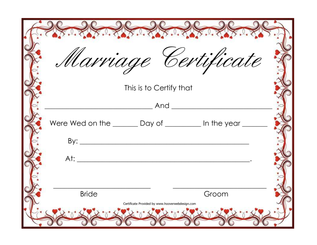 Free Blank Marriage Certificates Printable Marriage Certificate 