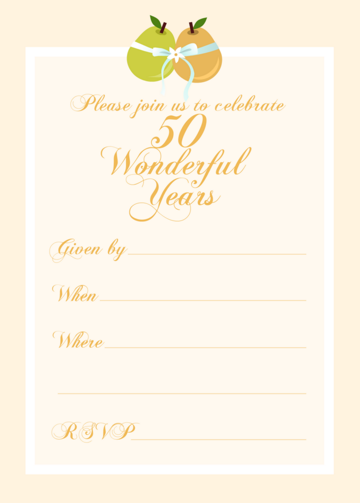 Free Printable Party Invitations Free 50th Wedding Anniversary 