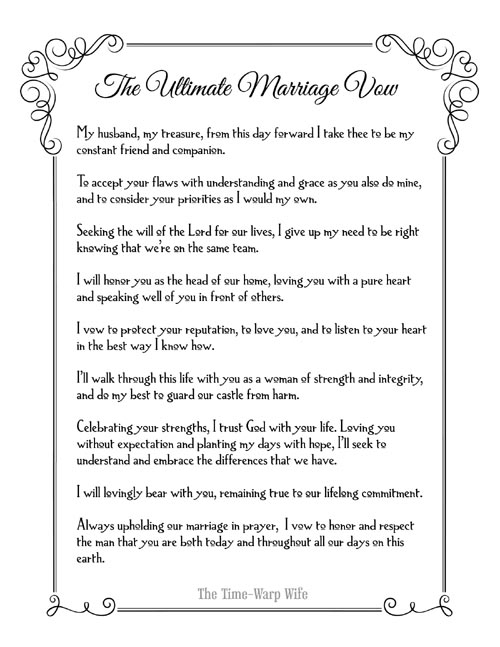 Free Printable The Ultimate Marriage Vow Time Warp Wife Free Printable The Ultimate Marriage Vow Time Warp Wife
