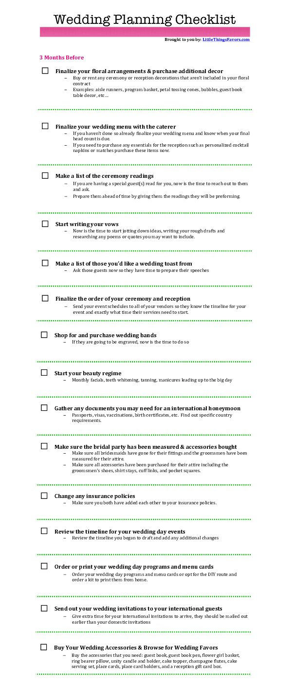 Free Printable Wedding Planning Checklist For 3 Months Before Your Free Printable wedding planning Checklist For 3 Months Before Your