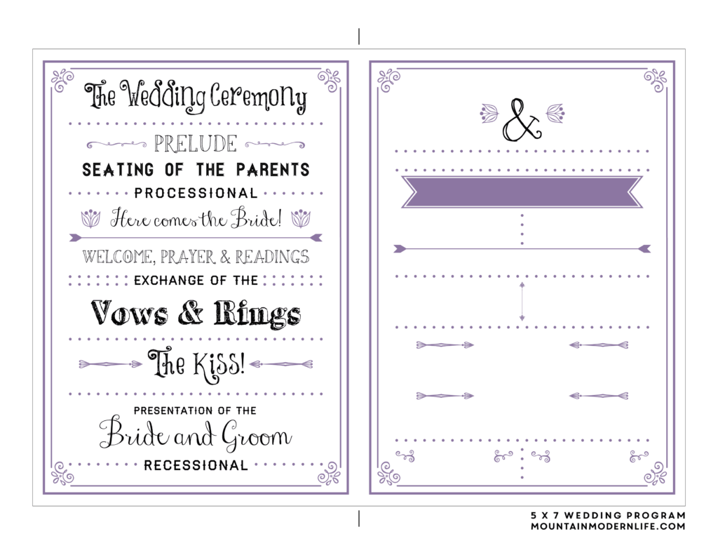 FREE Printable Wedding Program MountainModernLife