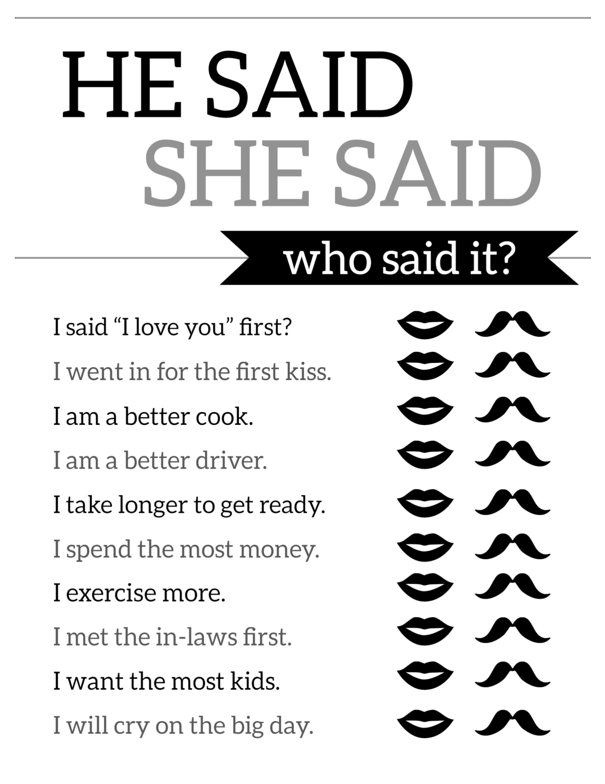 Free Printable Wedding Shower Games He Said She Said Paper Trail Design Free Printable Wedding Shower Games He Said She Said Paper Trail Design