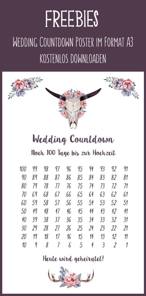 Freebie Gratis Printable Wedding Countdown Poster Im Format A3 