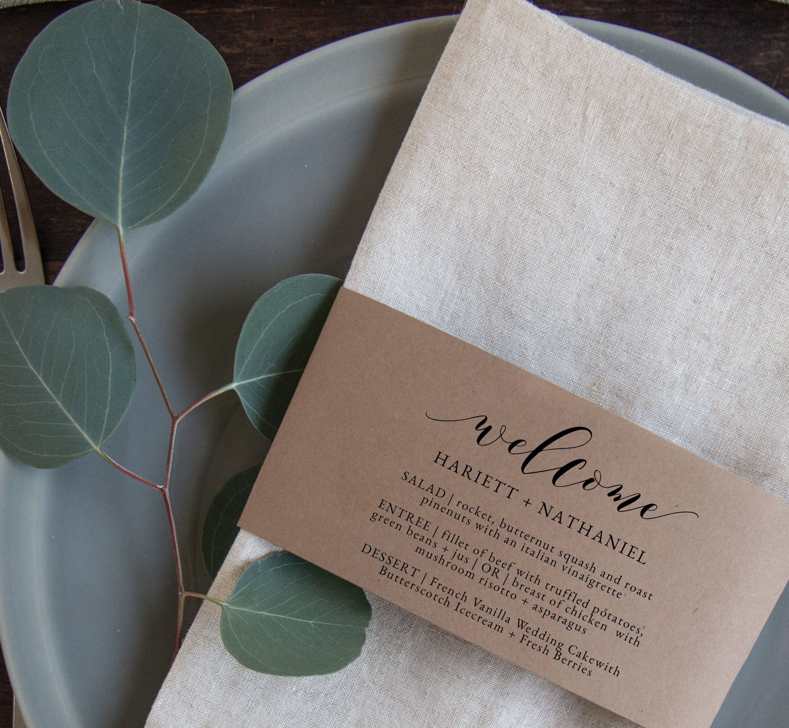 Napkin Ring Menu Template Wedding Wrap Menu Wedding Napkin Etsy Napkin Ring Menu Template Wedding Wrap Menu Wedding Napkin Etsy
