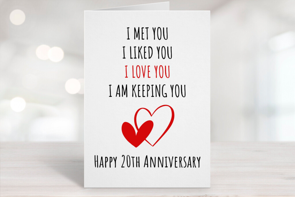 Printable Anniversary Card 20th Anniversary Card Twentieth Etsy 