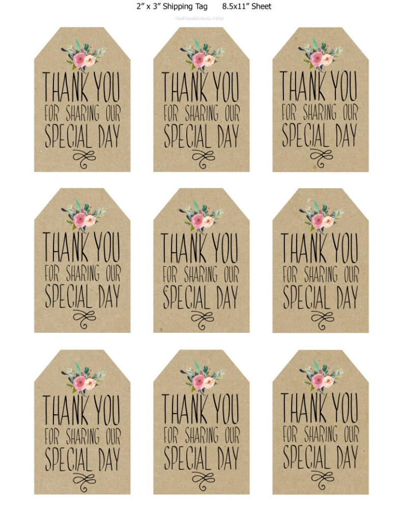 Printable Wedding Favor Tags Thank You Printable Tags