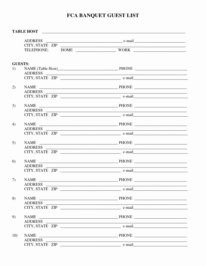 Printable Wedding Party List Template Business PSD Excel Word PDF