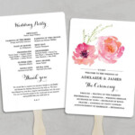 Printable Wedding Program Fan Template Wedding Fans DIY Wedding