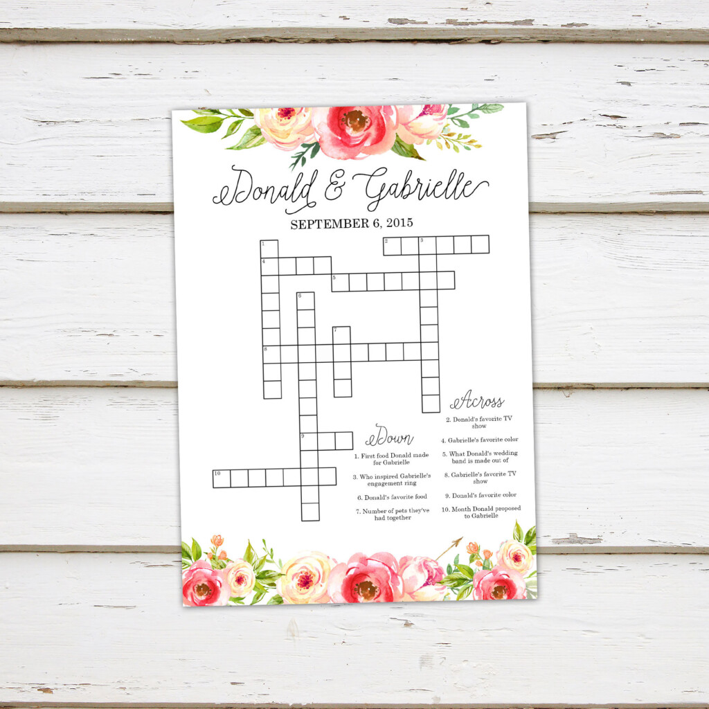 Printable Wedding Puzzles Printable Crossword Puzzles