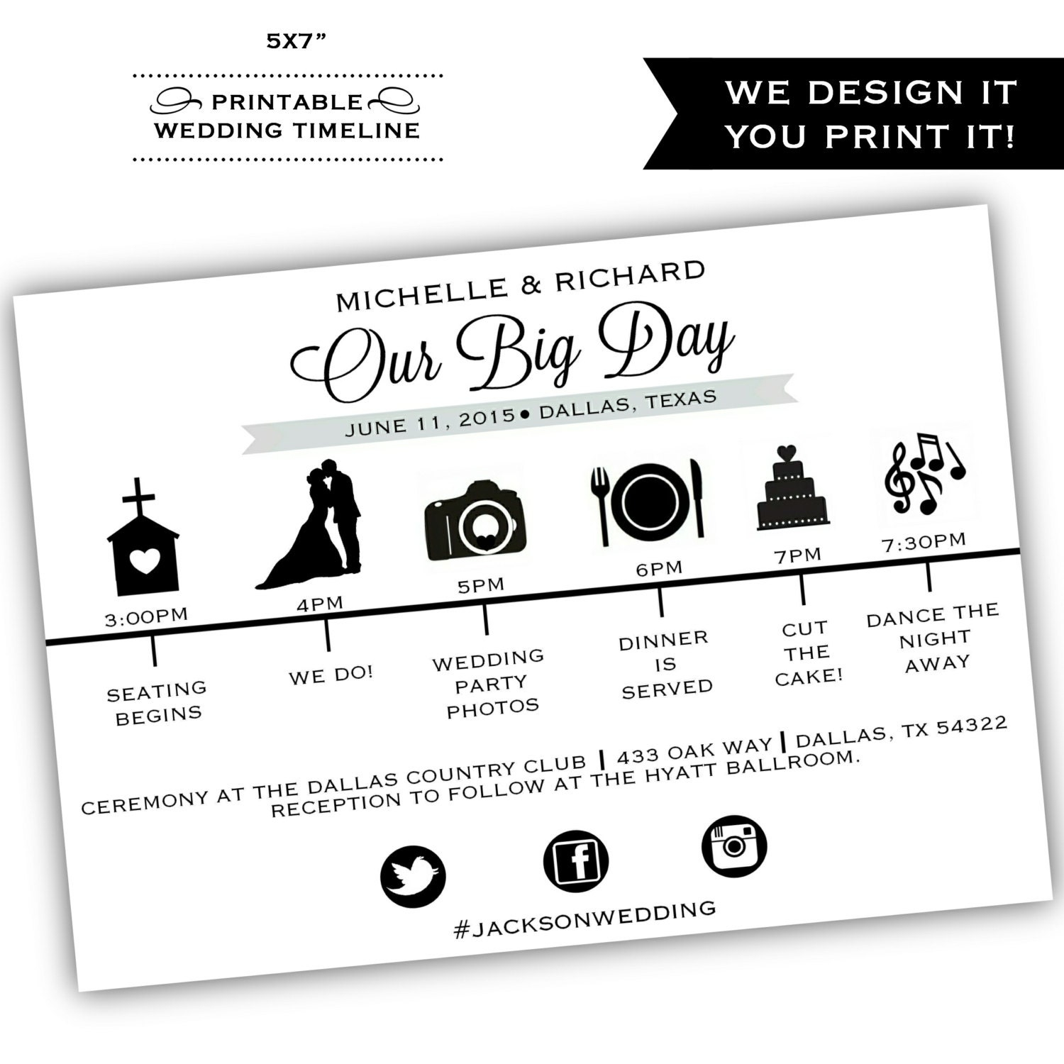 Printable Wedding Timeline Printable By ClassyPrintsOnline