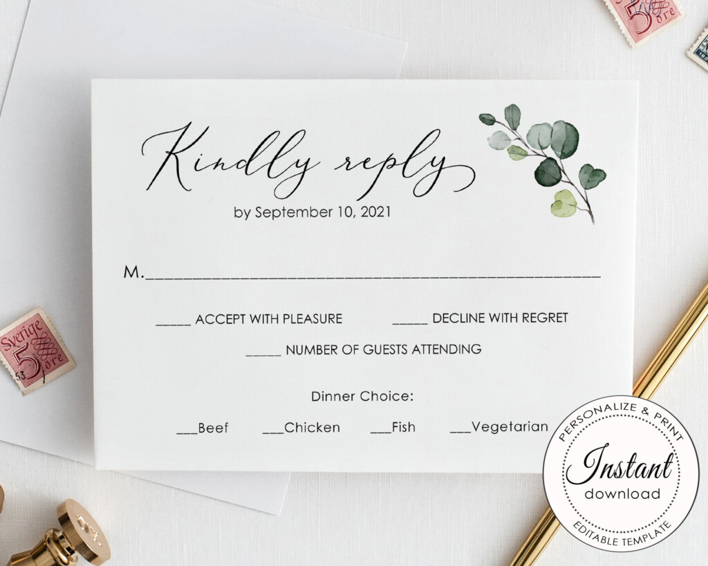 RSVP Card Template Wedding Response Cards Printable Wedding Etsy 