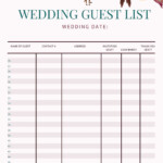 Simple Wedding Guest List Worksheet 5 Pages Wedding Guest List