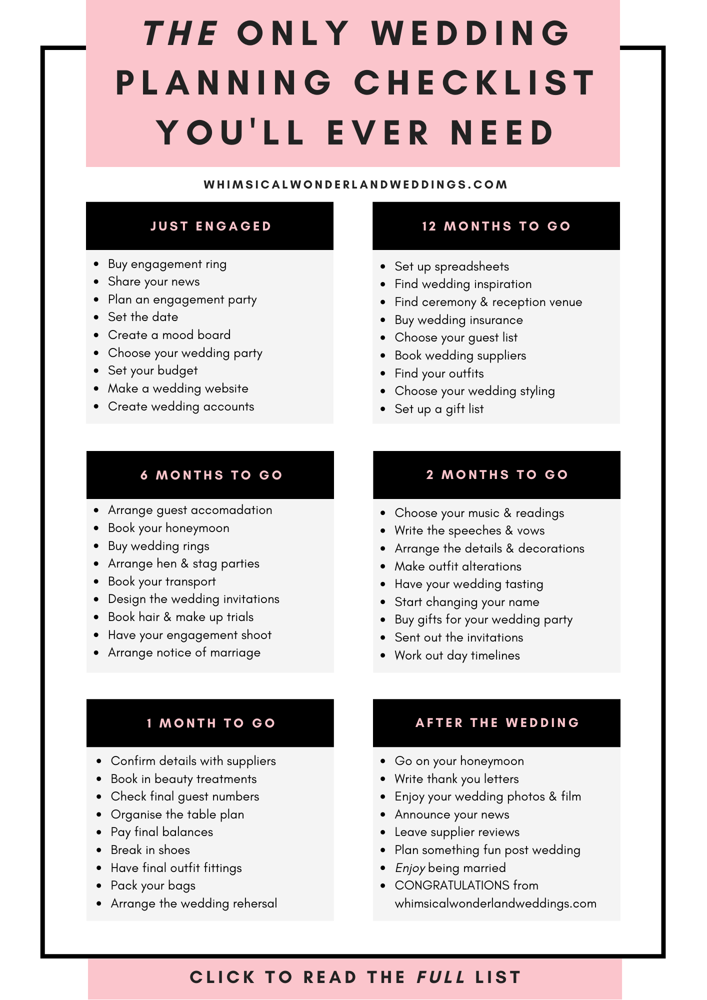 The COMPLETE Wedding Checklist Timeline Planning Printable Wedding The COMPLETE Wedding Checklist Timeline Planning Printable Wedding