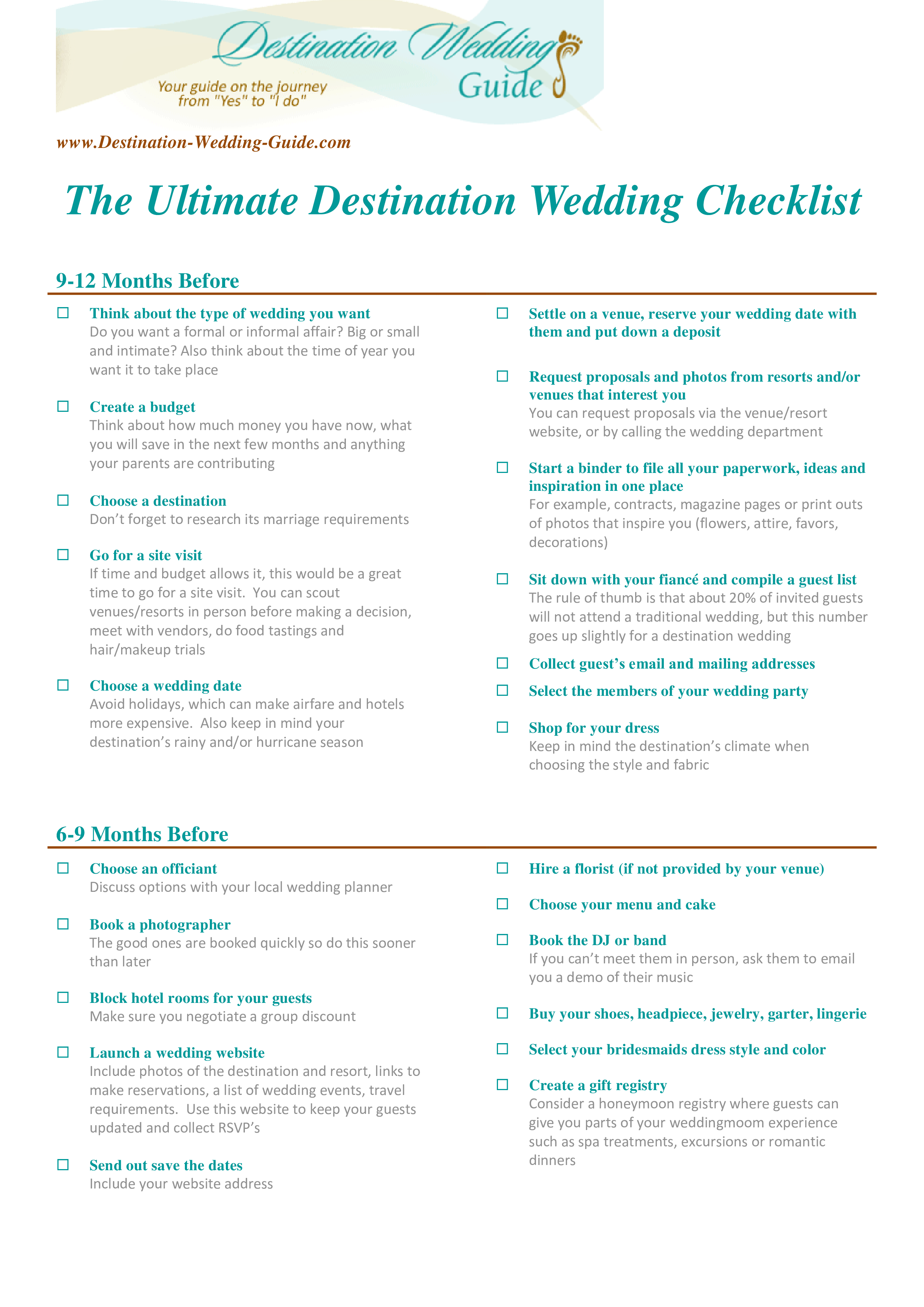 Ultimate Destination Wedding Checklist Templates At Ultimate Destination Wedding Checklist Templates At