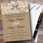 Vintage Burlap Lace Personalized Wedding Invitations