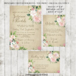 Vintage Wedding Invitation Printable Wedding Invitation Set