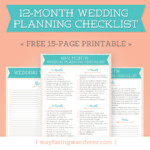 Wayfaring Wanderer 12 Month Wedding Planning Checklist Free Timeline