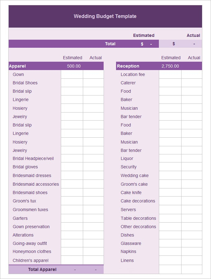 Wedding Budget Template 16 Free Word Excel PDF Documents Download