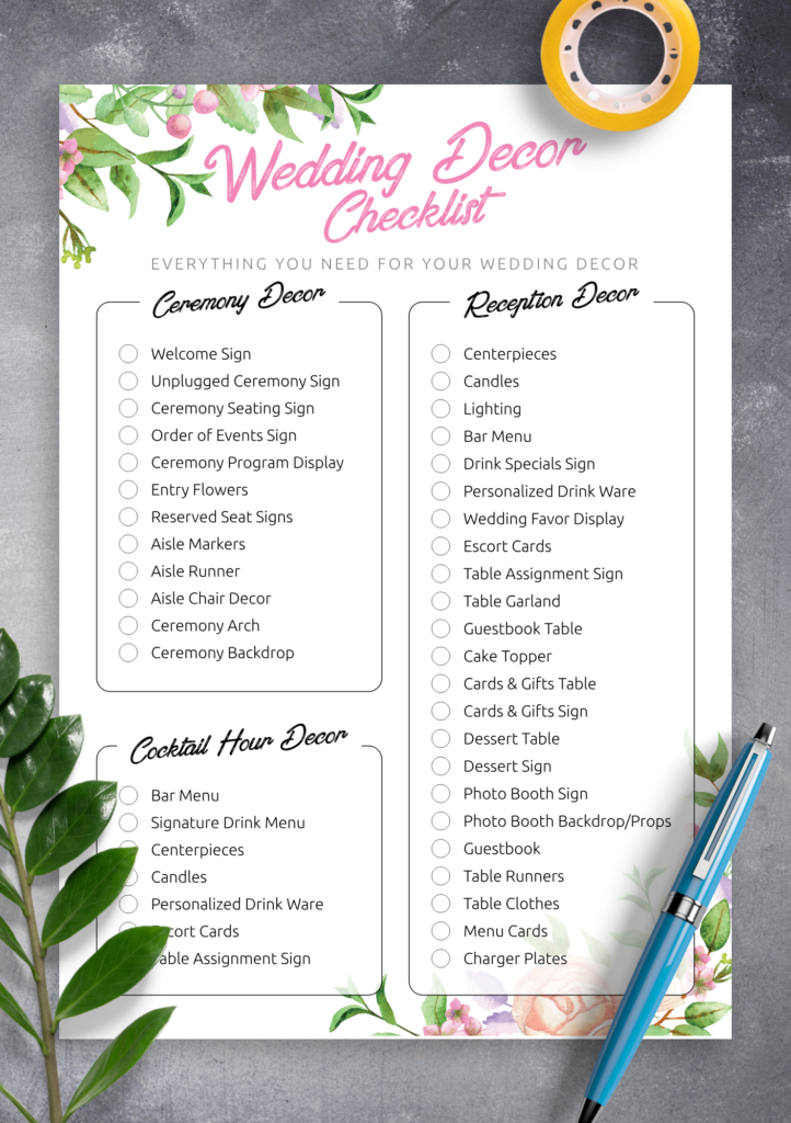 Wedding Checklist Pdf FREE DOWNLOAD Aashe