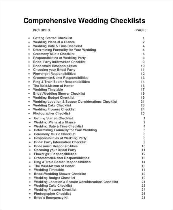 Wedding Planner Checklist 14 Free Word PDF PSD Documents Download