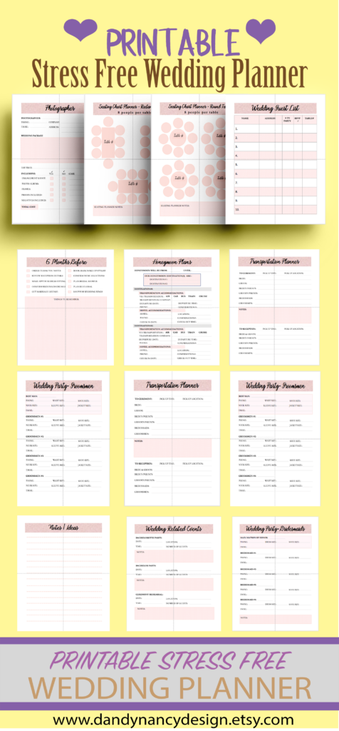 Wedding Planner Printable Printable Wedding Planner Kit Etsy 