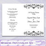 Wedding Program Booklet Template Black And White Diy