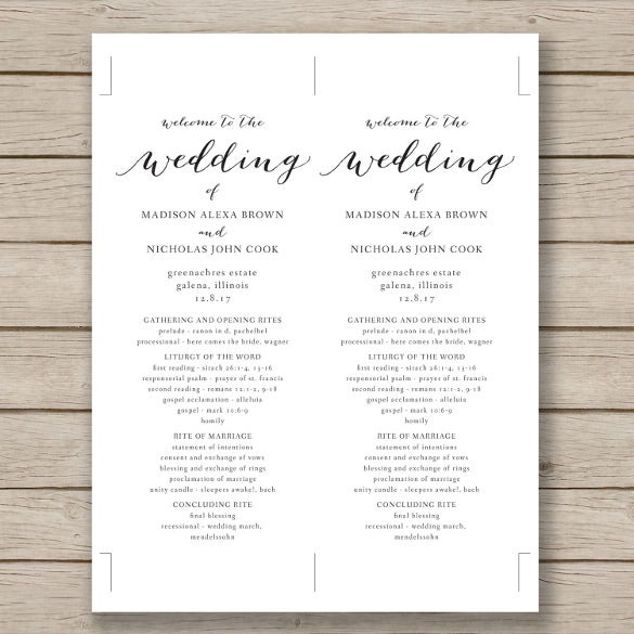 Wedding Program Template 41 Free Word PDF PSD Documents Download