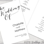 Wedding Program Template Calligraphy Black White Printable