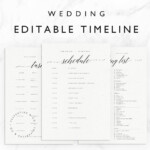 Wedding Timeline Template Minimal Bridal Wedding Day Etsy Wedding