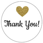 12 Gold Heart Thank You Labels Instant Download Wedding