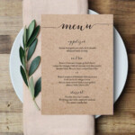 2 Sizes 5x7 4x9 Rustic Menu Template Wedding Menu Printable Wedding