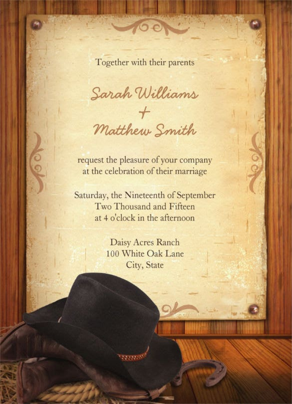 28 Western Wedding Invitation Templates Free Sample Example Format