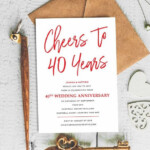 40th Wedding Anniversary Invitation Cheers To 40 Years weddingannivers