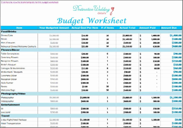 Destination Wedding Planning Spreadsheet Throughout Wedding Budgeteet 