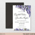 DIY Lavender Wedding Invitation Template Suite purple Floral Etsy