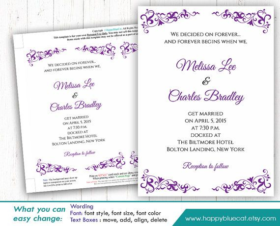 DiY Printable Wedding Invitation Template Instant Download EDITABLE DiY Printable Wedding Invitation Template Instant Download EDITABLE