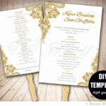 Diy Wedding Fan Template Beautiful Gold Wedding Program Fan Template