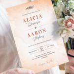 Download Printable Peach Splash Watercolor Wedding Invitation PDF