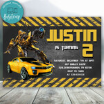 Editable Bumble Bee Transformers Party Invitation Digital File Bobotemp