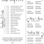 Editable Wedding Timeline Edit In Word Phone Numbers And Etsy
