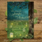 Enchanted Forest Wedding Invitation Set Garden Lights Mason Jar