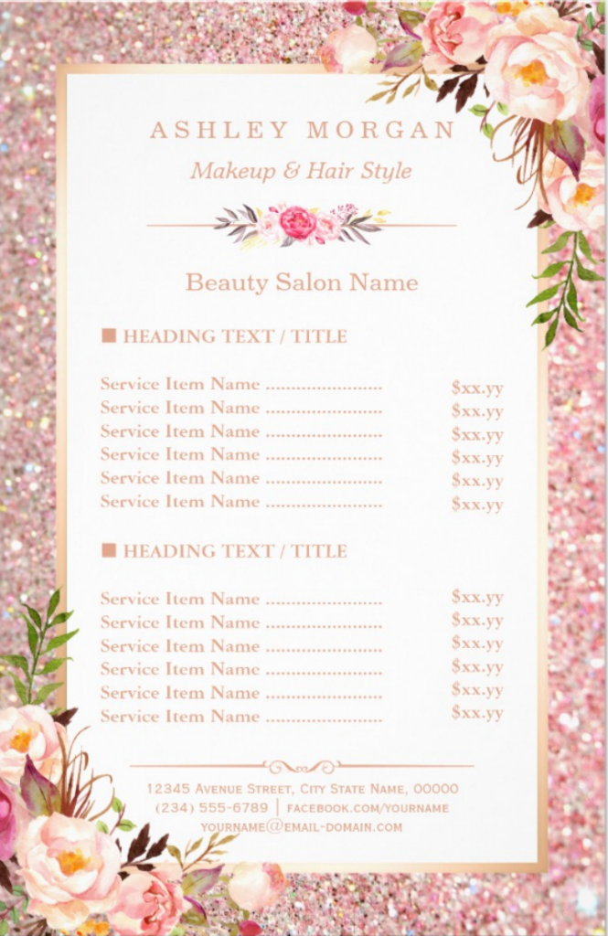 Eye Catching Salon Menu 20 Free Templates In PSD AI Free 