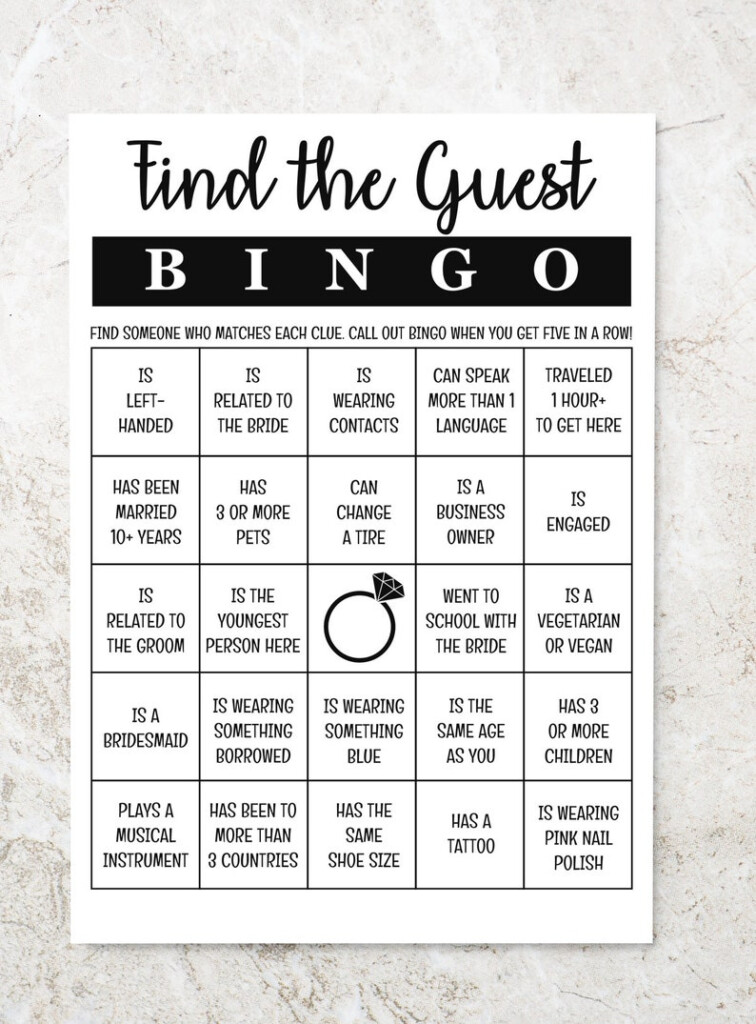 Find The Guest Bingo Bridal Bingo Bridal Shower Game Etsy